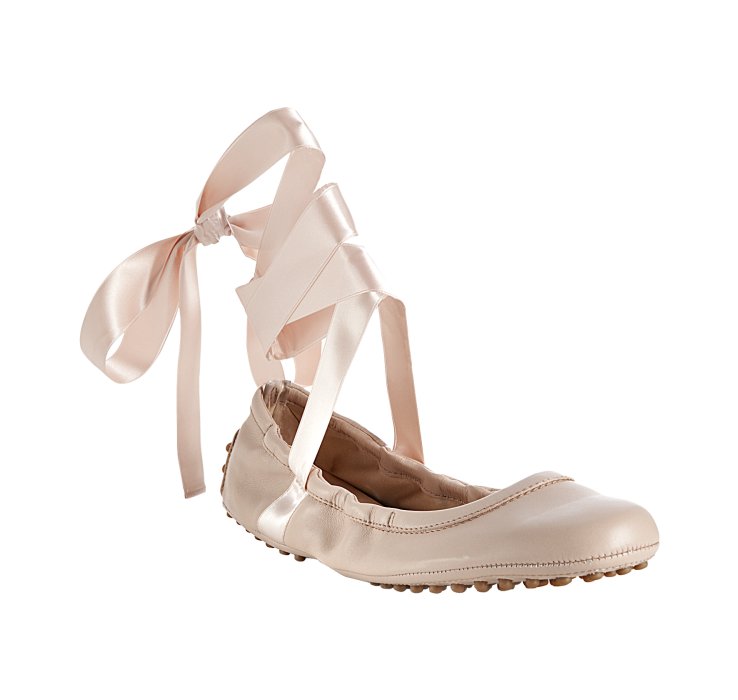 Tod's Light Pink Leather Danza Ankle Wrap Ballet Flats in Pink | Lyst