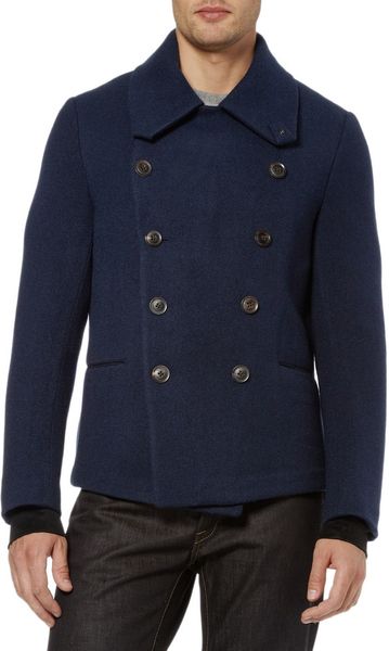 Paul Smith Navy Cotton Pea Coat in Blue for Men (navy) | Lyst