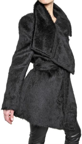 Ann Demeulemeester Eco Alpaca Faux Fur Coat in Black | Lyst