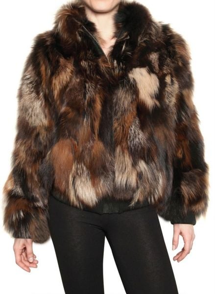 Beayukmui Long Haired Fox Fur Coat in Brown | Lyst