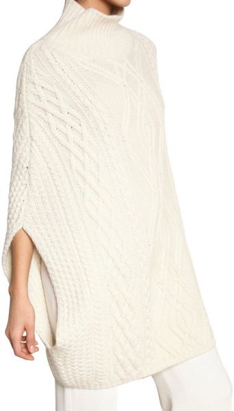 Chloé Alpaca & Merino Wool Woven Knit Cape in White | Lyst