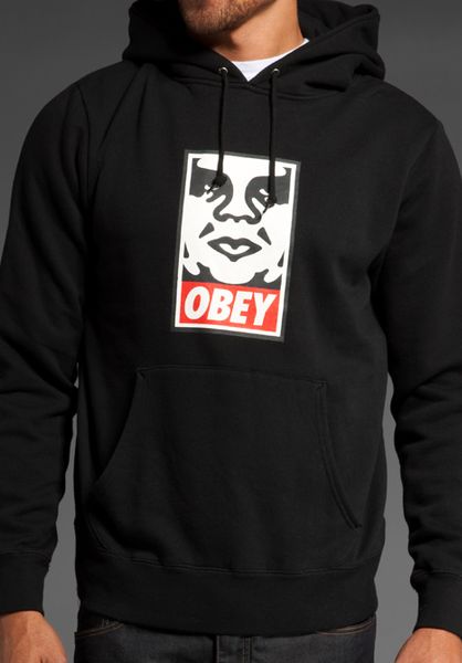 Obey Og Face Hoodie in Black for Men | Lyst