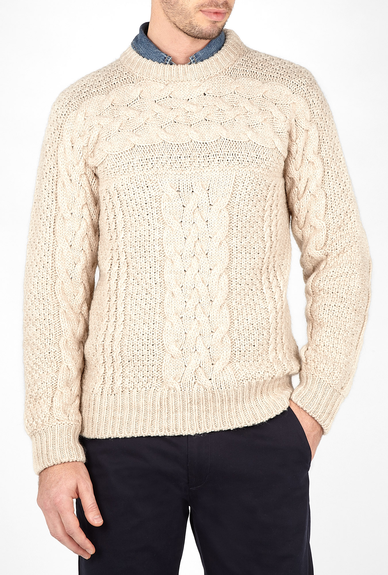 D&g Cream Chunky Cable Knit Jumper in Beige for Men (cream) | Lyst