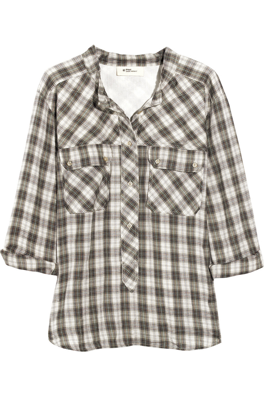 Etoile Isabel Marant Cotton-voile Plaid Shirt in Brown | Lyst