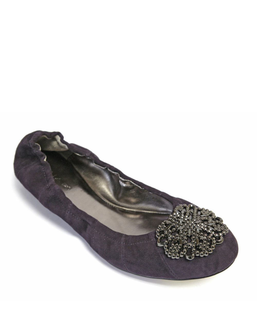 Tahari Valerie Metallic Leather Ballet Flats in Purple (winterberr) | Lyst