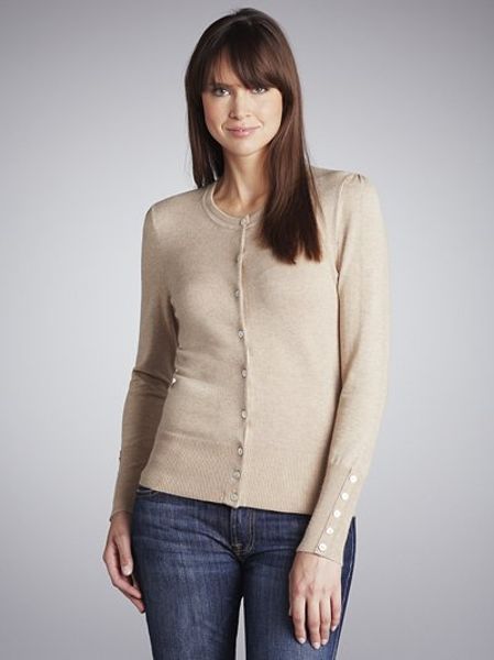 John Lewis Women Crew Neck Cardigan Camel in Beige (camel) | Lyst