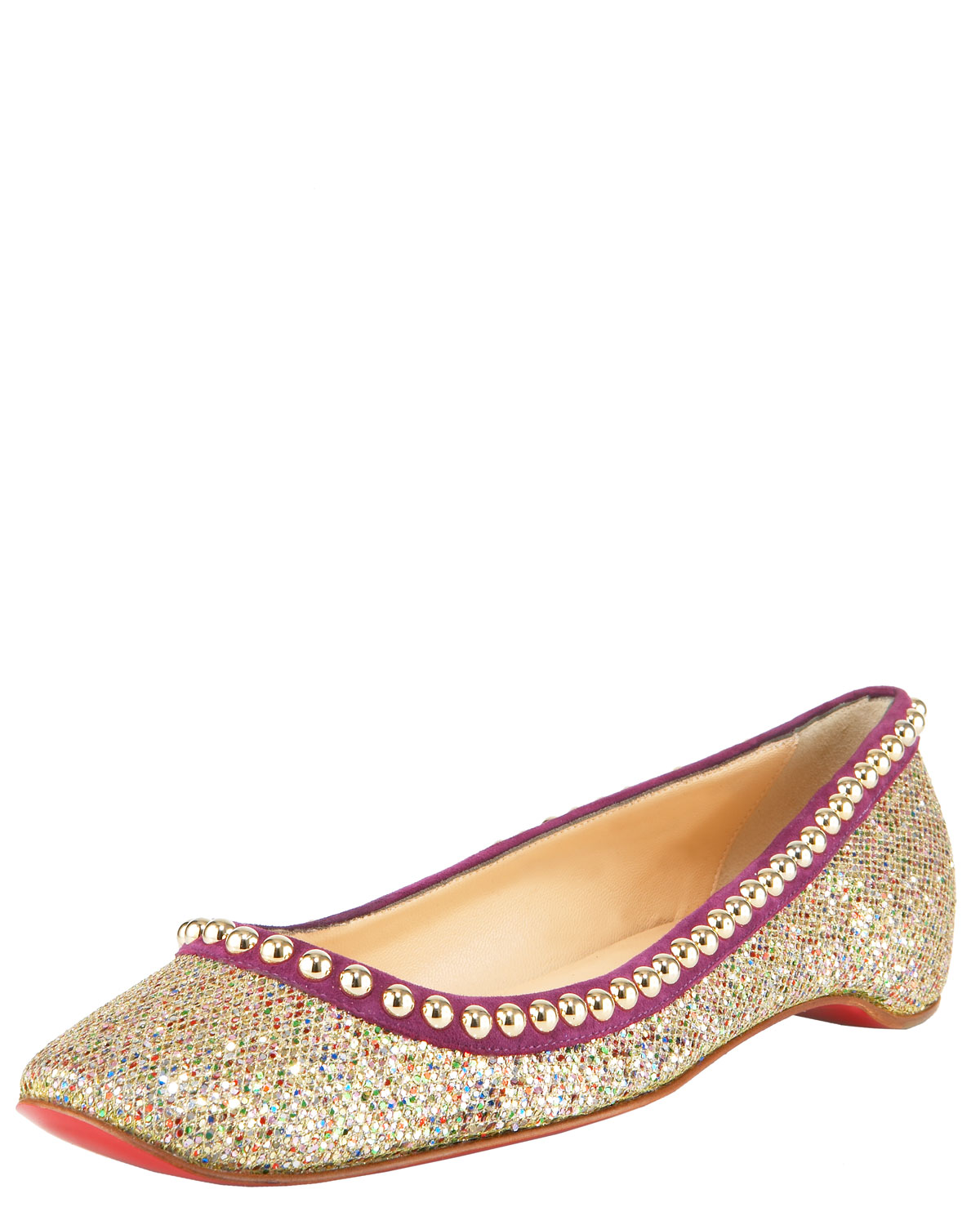 red and gold spiked louboutins - Artesur ? christian louboutin flats Metallic suede scalloped trim