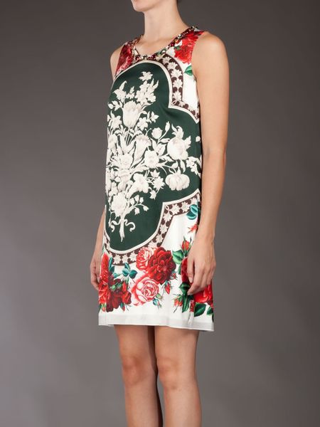 Dolce & Gabbana Printed Shift Dress in Red (multicolour) | Lyst