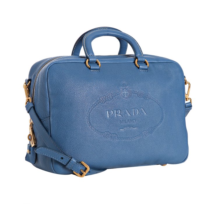 Prada Cobalt Deerskin Logo Top Handle Bag in Blue (cobalt) | Lyst  