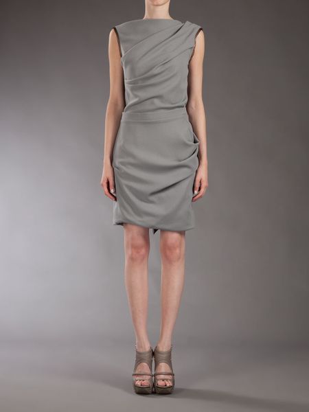 Roksanda Ilincic Draped Shift Dress in Gray (grey) | Lyst