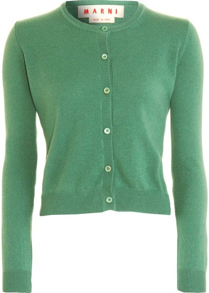 Marni Cashmere Cropped Cardigan in Green (mint) | Lyst