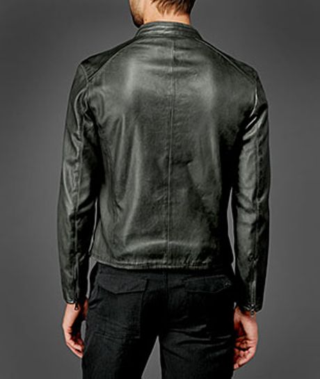John Varvatos Zip Front Burnished Leather Jacket in Gray for Men (steel ...