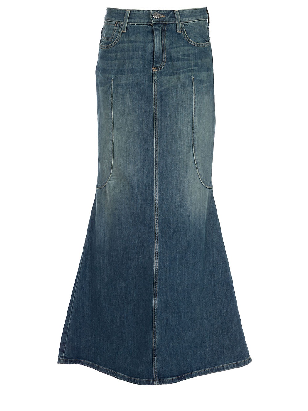 L'agence Long Denim Skirt in Blue (denim) | Lyst