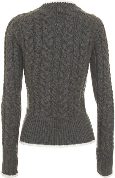 Black Fleece Cable Knit Sweater in Gray (grey) | Lyst