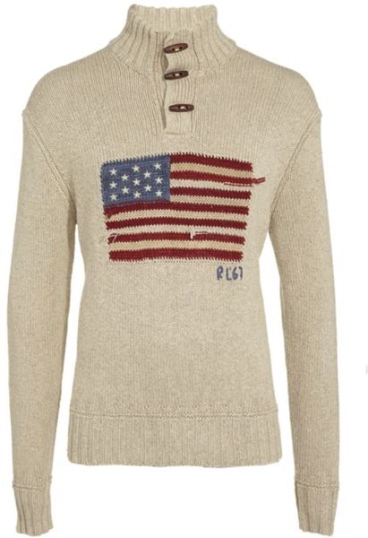 Polo Ralph Lauren Us Flag Sweater in Beige for Men (oatmeal) | Lyst