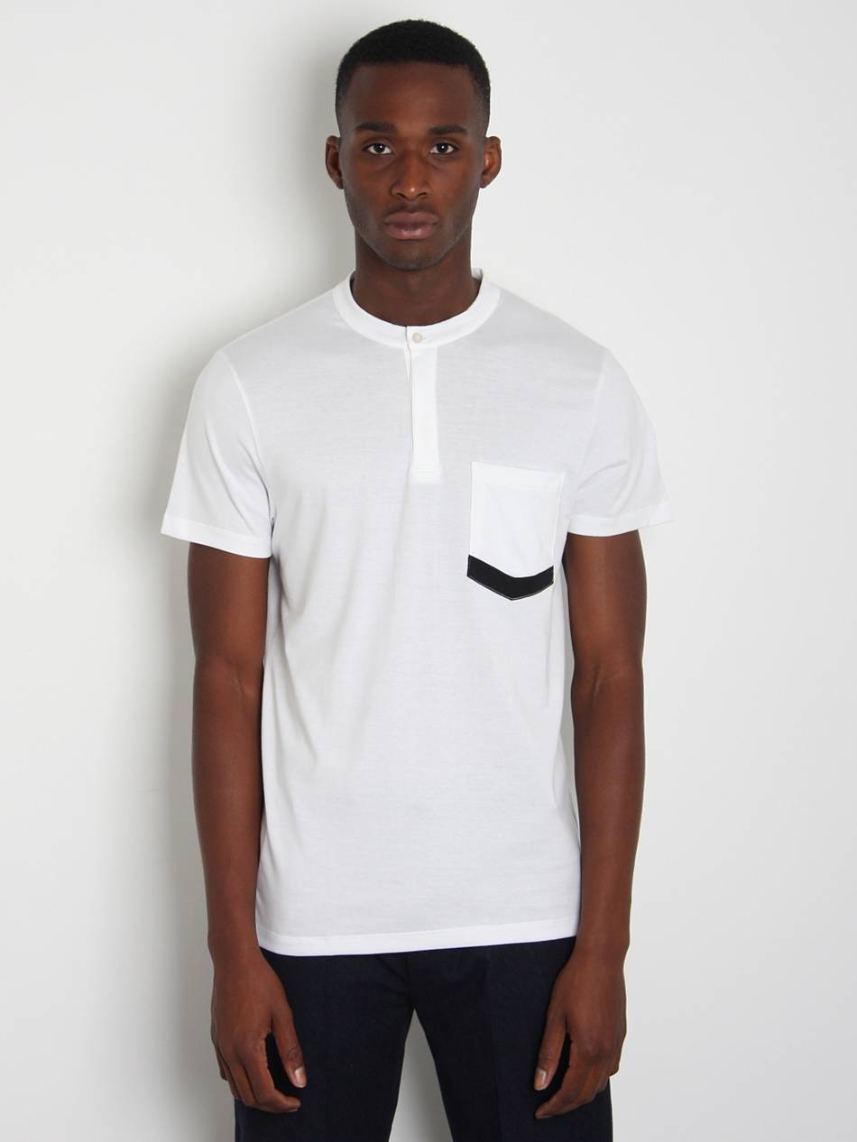 Jil Sander Mens Contrast Pocket Henley T Shirt in White for Men | Lyst