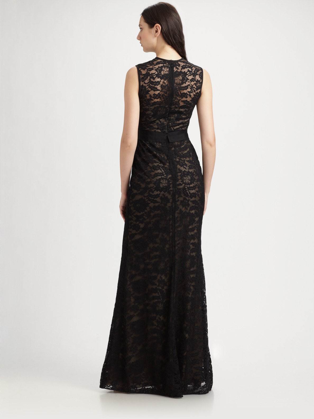 Lyst - Ml Monique Lhuillier Lace Gown in Black