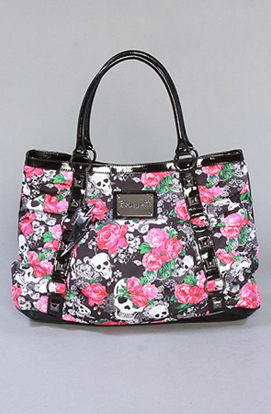 Betsey Johnson The Betseyville Skulls in Lace Tote in Pink (black) | Lyst