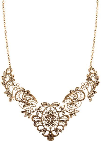 Asos Collection Asos Delicate Lace Effect Metal Filigree Short Necklace ...