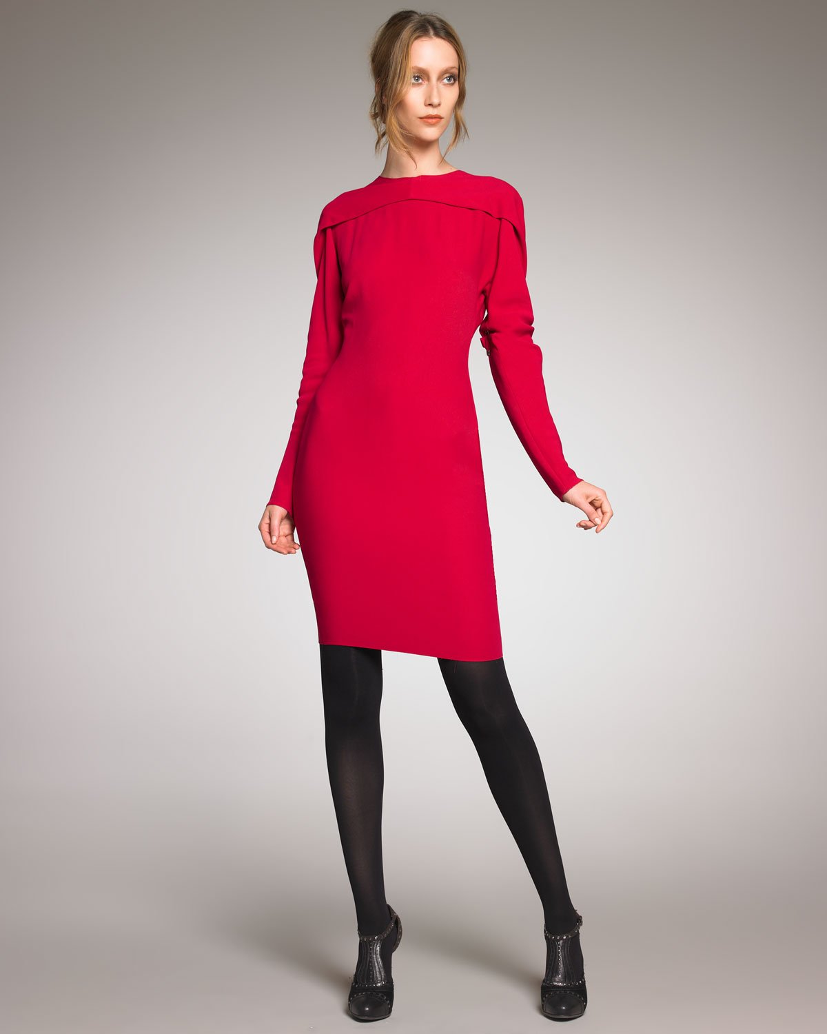 Long Sleeve Red Sheath Dress