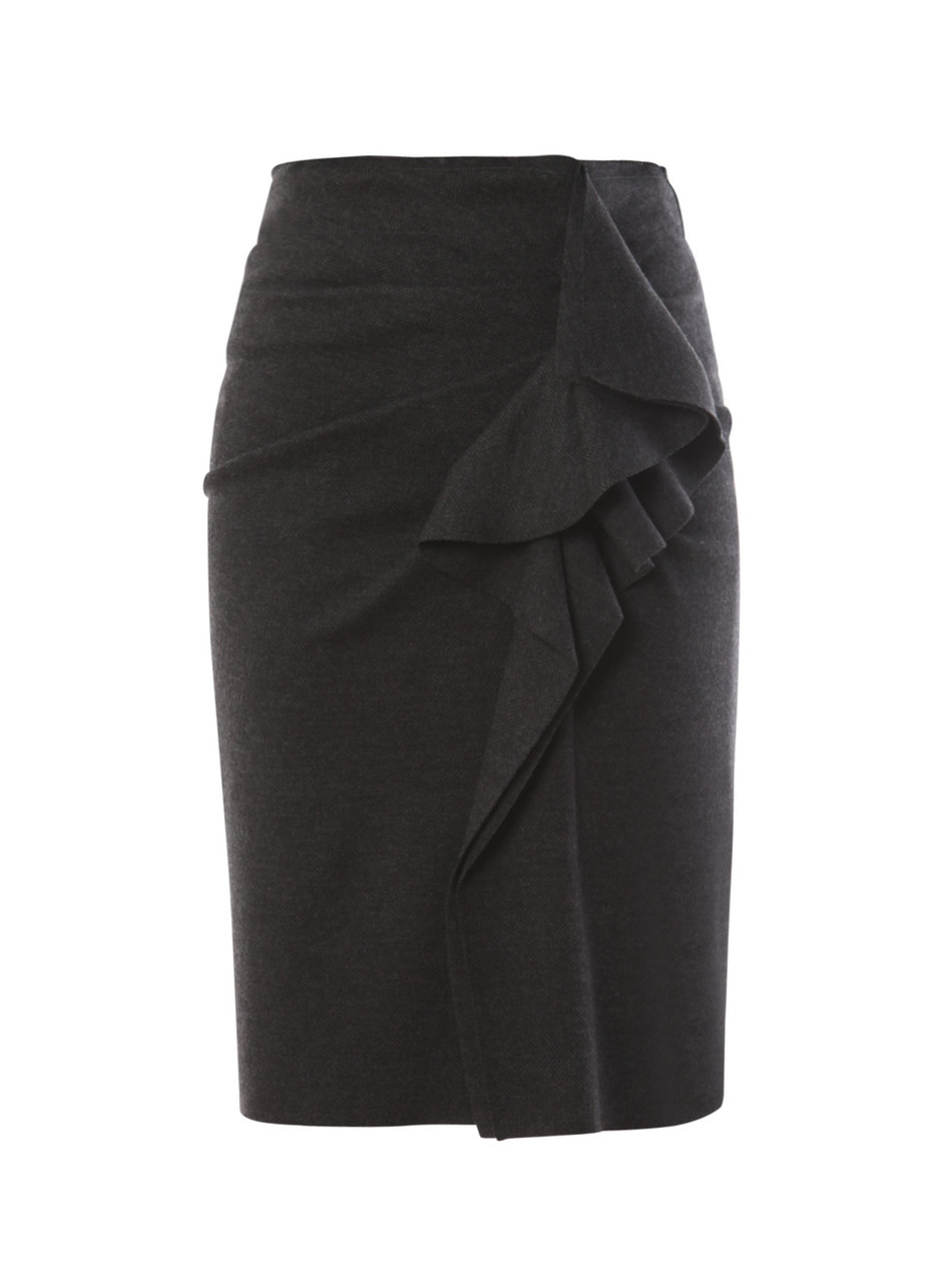 Max Mara Ruffle Pencil Skirt in Gray (grey) | Lyst