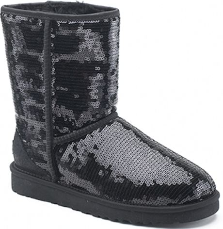 Ugg Classic Sparkles - Black Sequin Covered Sheepskin Boot in Black | Lyst