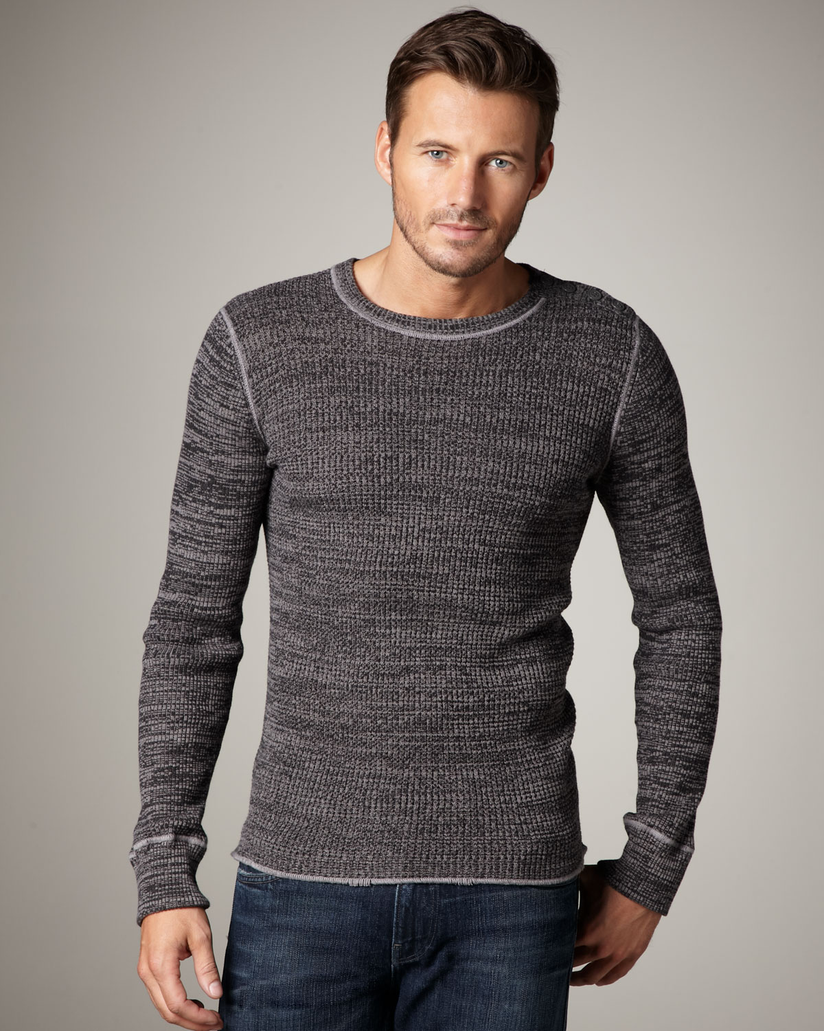 Lyst - 7 For All Mankind Space-dye Sweater in Gray for Men