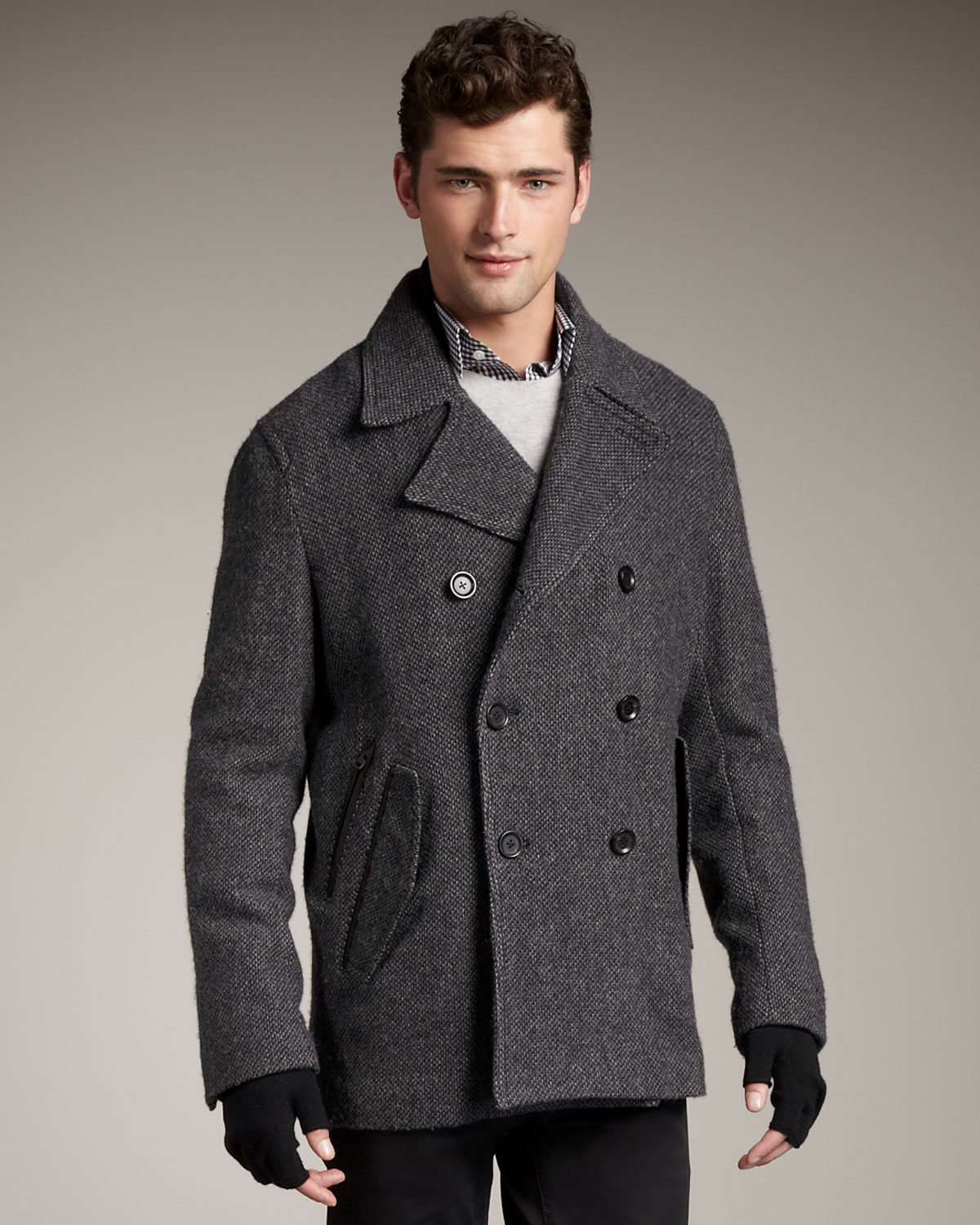 Lyst - Theory Wool Pea Coat in Gray for Men