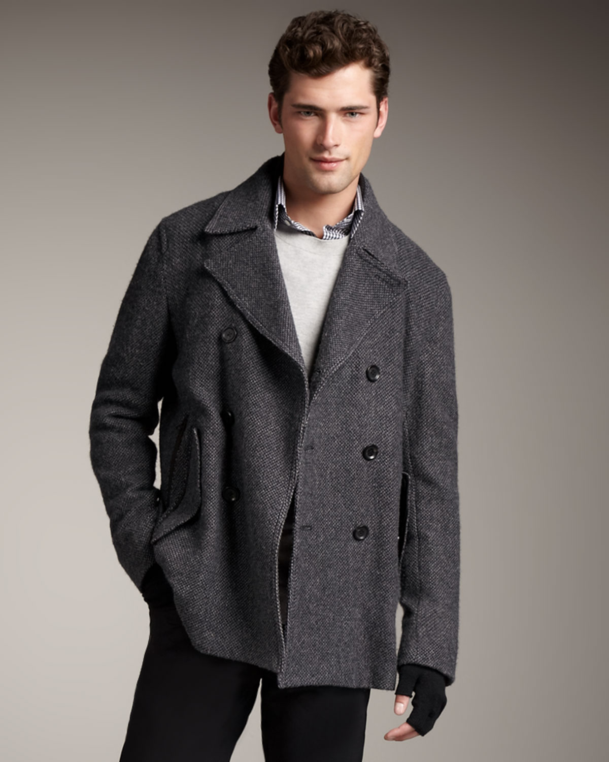 Lyst - Theory Wool Pea Coat in Gray for Men