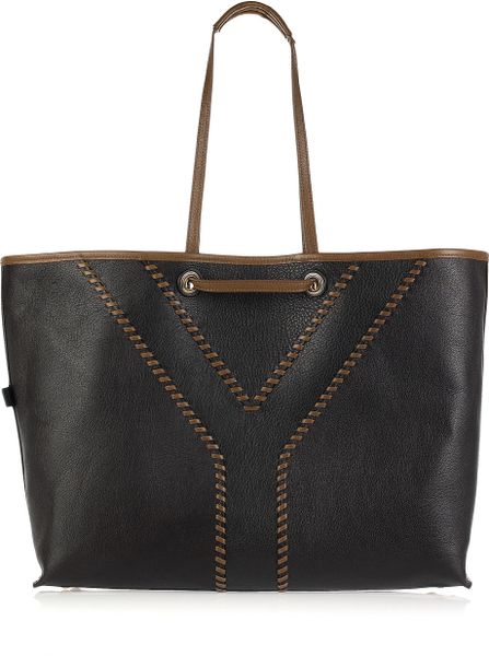 Saint Laurent Neo Reversible Leather Tote in Brown | Lyst