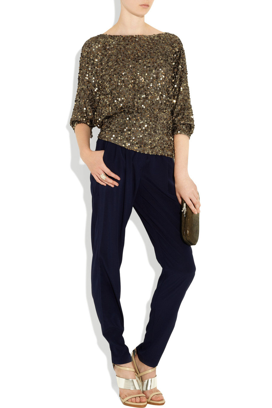 golden sequin top