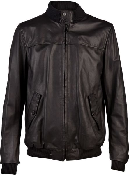 Band Of Outsiders Harrington Leather Jacket in Black for Men | Lyst