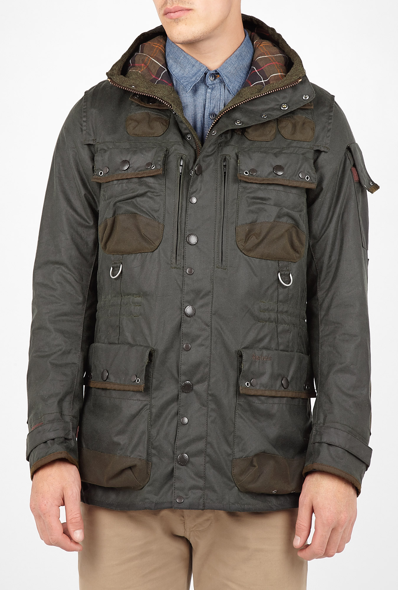 Barbour To Ki To Sage Green Waxed Multi Pocket Military Jacket in Green ...