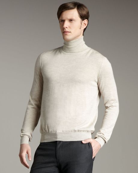 Valentino Cashmere Turtleneck Sweater in Beige for Men | Lyst