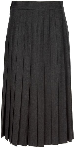 Valentino Pleated Long Skirt in Gray (grey) | Lyst