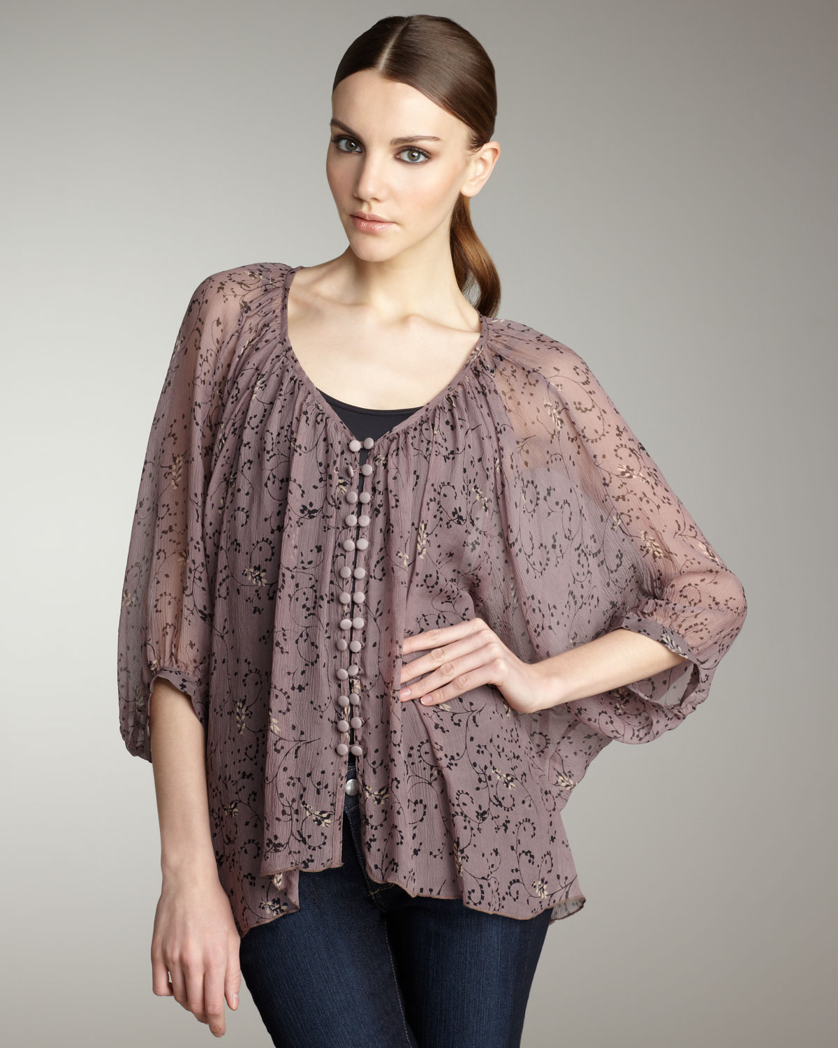 Winter Kate Tiger Lily Blouse in Plum/black in Purple (plum) | Lyst