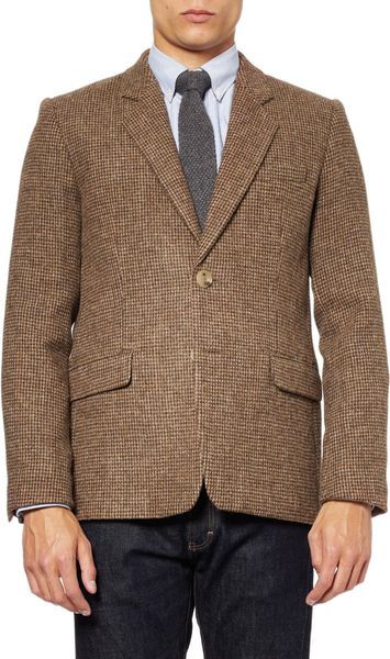 A.p.c. Harris Tweed Jacket in Brown for Men | Lyst