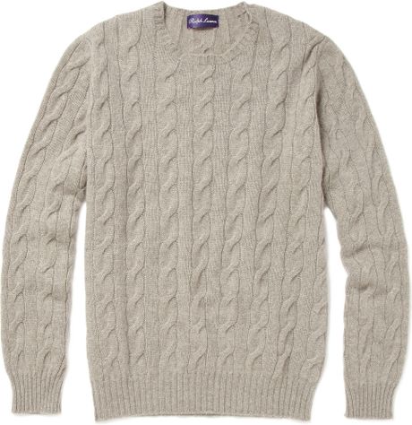 Ralph Lauren Purple Label Cable Knit Cashmere Sweater in Gray for Men ...
