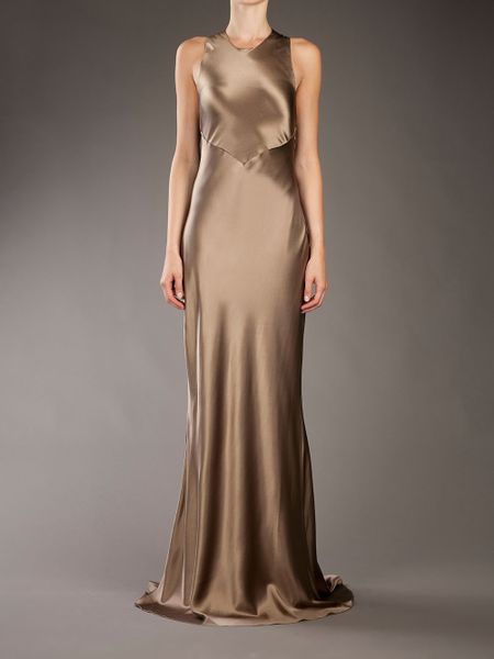 Ralph Lauren Black Label Silk Dress in Brown | Lyst
