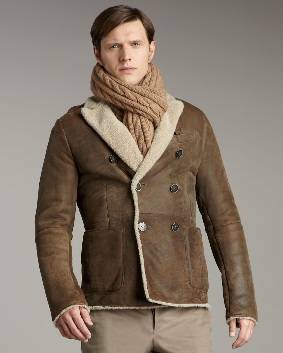 Lyst - Valentino Shearling Jacket in Brown for Men