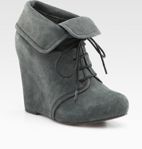 Elizabeth And James Manor Suede Lace-up Wedge Ankle Boots in Gray (grey ...
