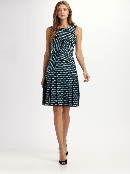 Oscar De La Renta Tweed Dress in Blue (aqua) | Lyst