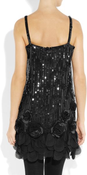 Anna Sui Sequined Tulle Dress in Black | Lyst