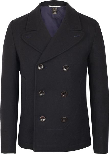 Paul Smith Black Pea Coat in Black for Men | Lyst