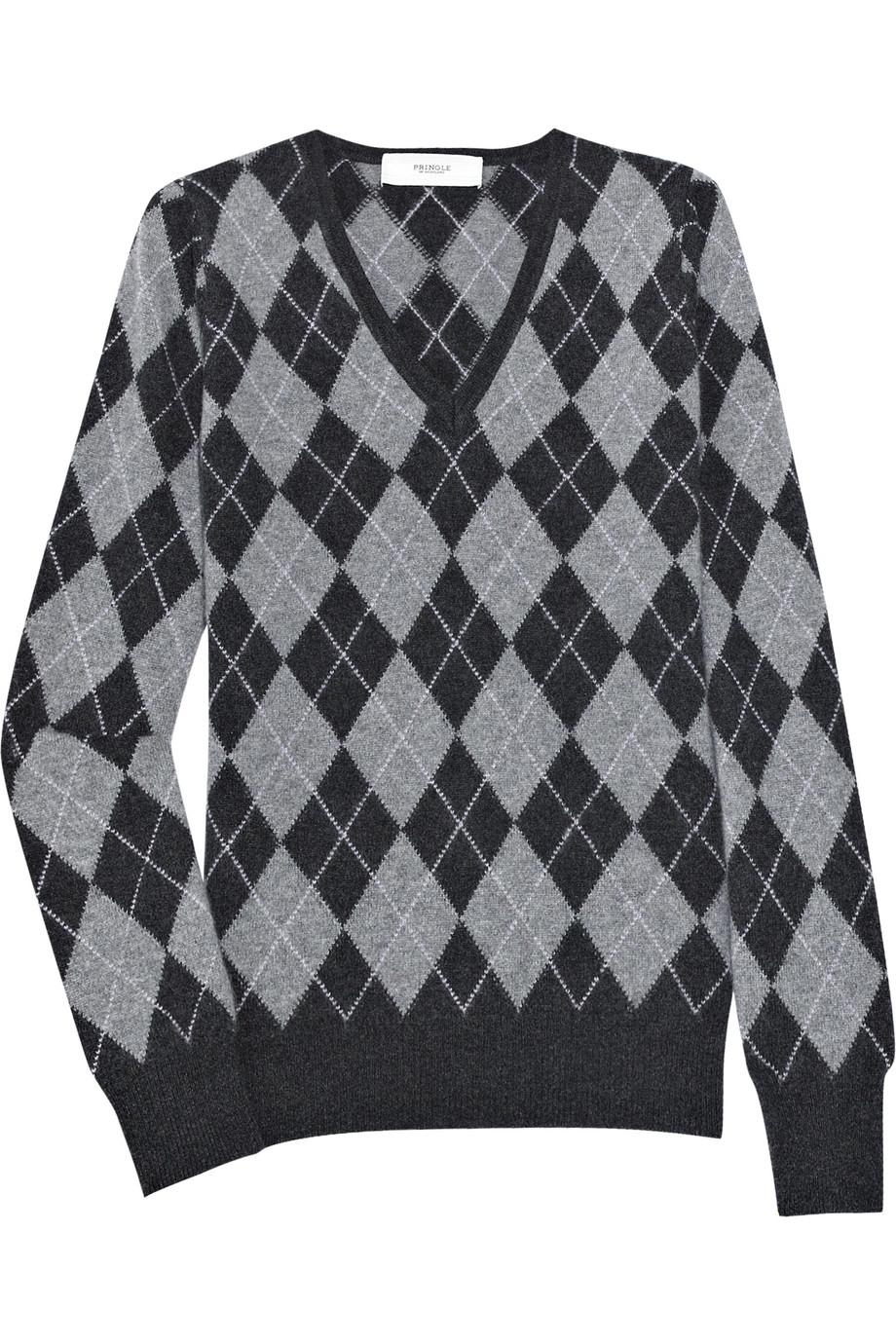 Pringle Of Scotland Cashmere Argyle Sweater in Gray | Lyst