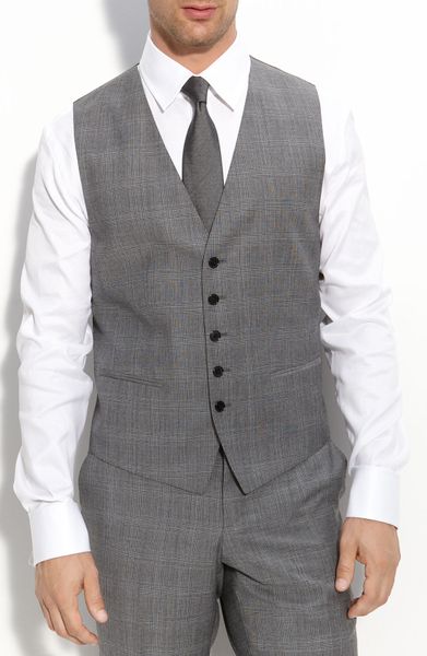 Boss Black Journey Sharp Grey Plaid Three Piece Suit in Gray for Men ...