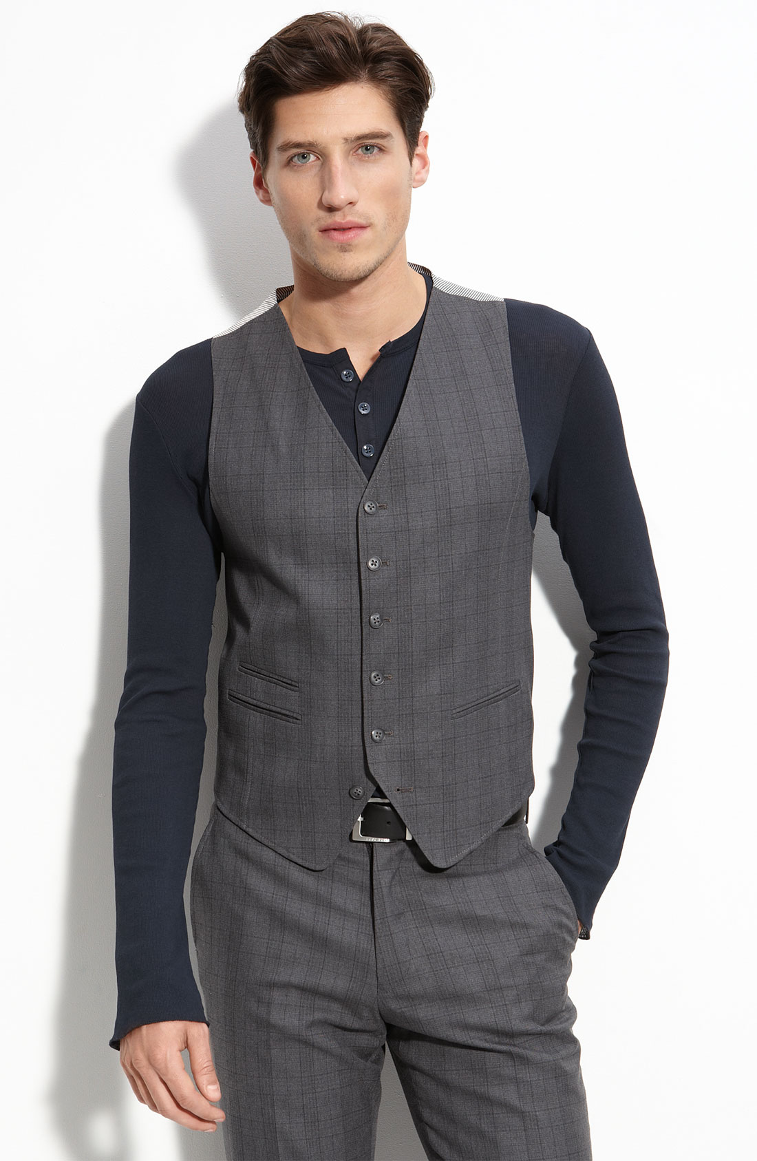 John Varvatos Modern Fit Grey Vest in Gray for Men (charcoal) | Lyst