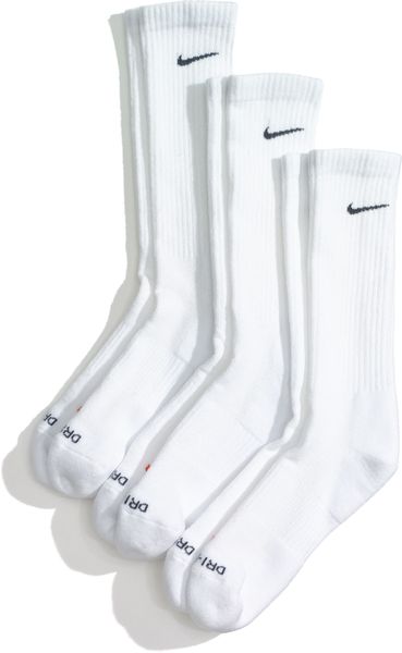 Nike Dri-fit Crew Socks (3-pack) (men) in White for Men (white/ flint ...