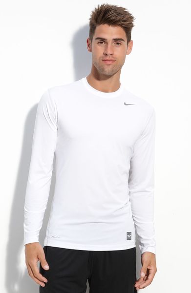 Nike Pro Combat Fitted Dryfit Long Sleeve Tee in White for Men | Lyst