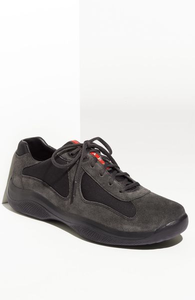Prada Americas Cup Suede Sneaker (men) in Gray for Men (dark grey ...